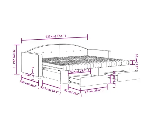 Izvelkams Dīvāns Ar Atvilktnēm, Melns, 90X200 Cm, Samts Vidaxl
