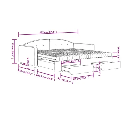 Izvelkams Dīvāns Ar Atvilktnēm, Zils, 100X200 Cm, Samts Vidaxl