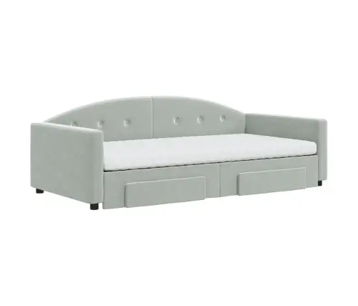 Diivanvoodi Väljatõmmatava Osa Ja Sahtlitega, Helehall, Samet