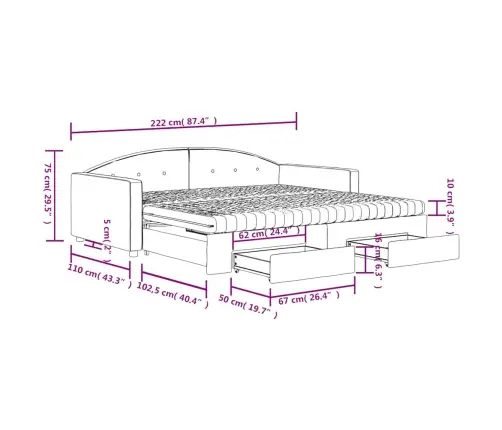 Izvelkams Dīvāns Ar Atvilktnēm, Tumši Pelēks, 100X200 Cm, Samts Vidaxl