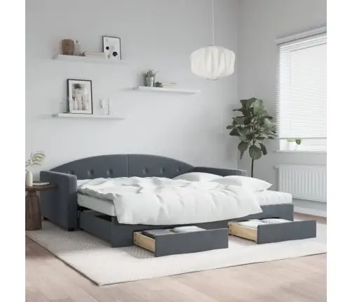 Izvelkams Dīvāns Ar Atvilktnēm, Tumši Pelēks, 100X200 Cm, Samts Vidaxl