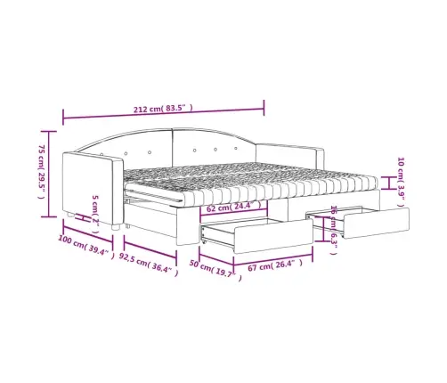 Izvelkams Dīvāns Ar Atvilktnēm, Melns, 90X190 Cm, Samts Vidaxl