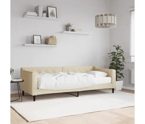 Dīvāngulta Ar Matraci, Krēmkrāsas Audums, 80X200 Cm Vidaxl