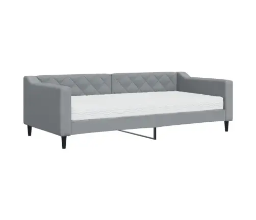 Dīvāngulta Ar Matraci, Gaiši Pelēks Audums, 90X200 Cm Vidaxl