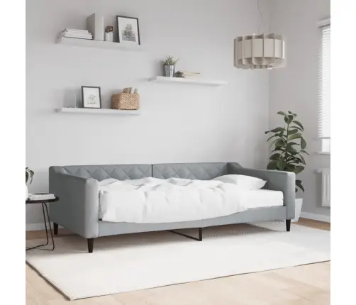 Dīvāngulta Ar Matraci, Gaiši Pelēks Audums, 100X200 Cm Vidaxl