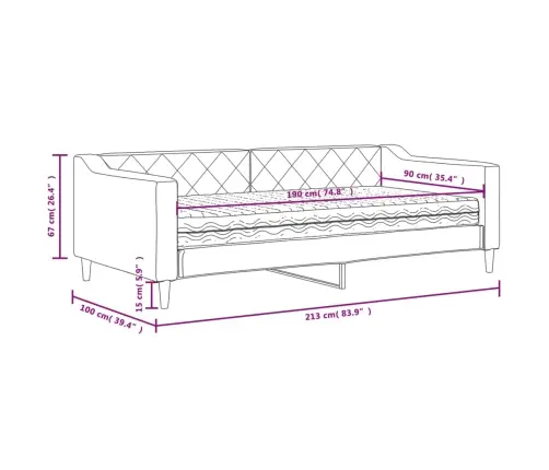 Diivanvoodi Madratsiga, Tumehall, 90X190 cm Kangas