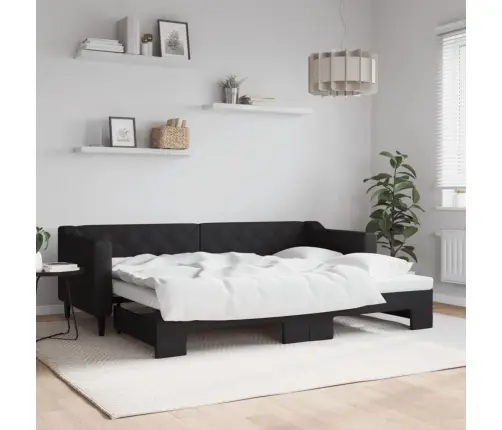 Izvelkams Dīvāns, Melns, 80X200 Cm, Audums Vidaxl