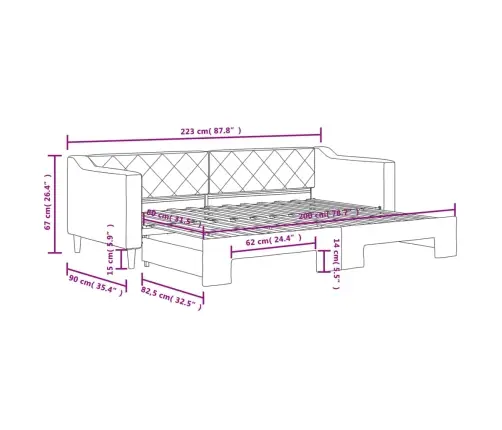 Izvelkams Dīvāns, Pelēkbrūns, 80X200 Cm, Audums Vidaxl