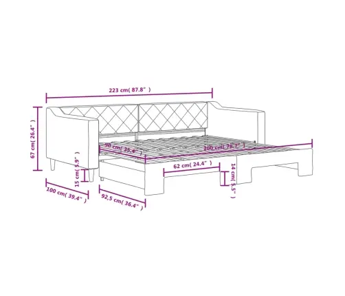 Izvelkams Dīvāns, Melns, 90X200 Cm, Audums Vidaxl