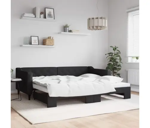 Izvelkams Dīvāns, Melns, 90X200 Cm, Audums Vidaxl