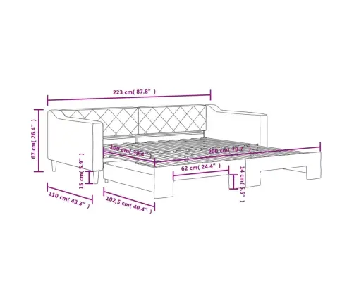 Dīvāngulta Bez Matrača, Tumši Pelēks, 100X200 Cm Vidaxl