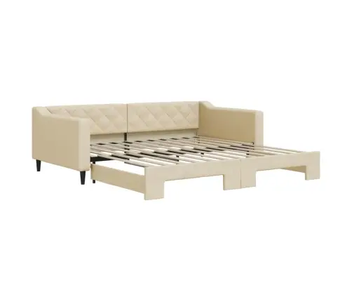 Izvelkams Dīvāns, Krēmkrāsas, 100X200 Cm, Audums Vidaxl