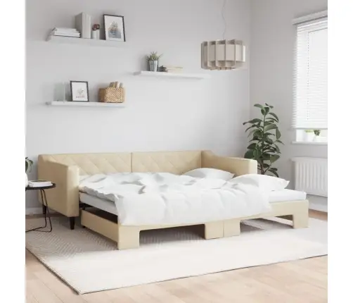 Izvelkams Dīvāns, Krēmkrāsas, 100X200 Cm, Audums Vidaxl