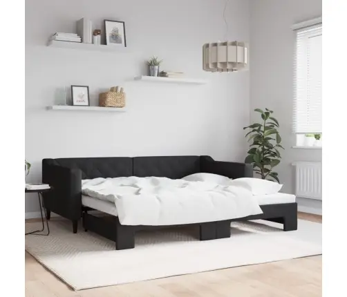 Izvelkams Dīvāns, Melns, 90X190 Cm, Audums Vidaxl