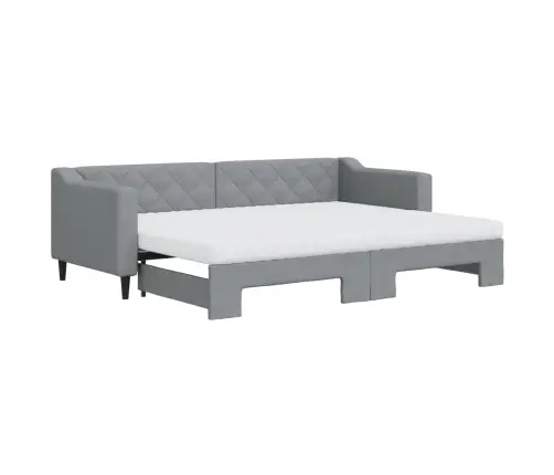 Izvelkama Dīvāngulta Ar Matraci, Gaiši Pelēks Audums, 80X200 Cm Vidaxl