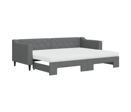 Lova Su Ištraukiama Dalimi/Čiužiniu, Pilka, 80X200cm Audinys