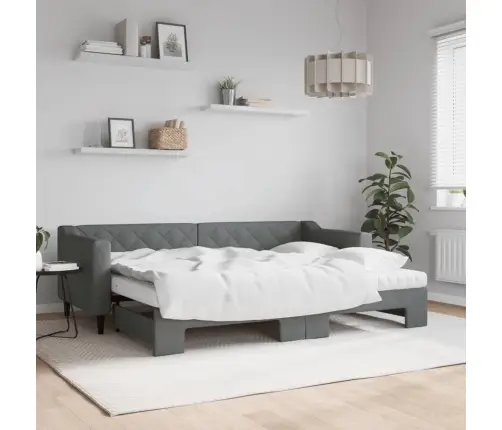 Lova Su Ištraukiama Dalimi/Čiužiniu, Pilka, 80X200cm Audinys