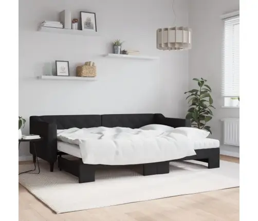 Dīvāngulta Ar Matraci, Melns Audums, 80X200 Cm Vidaxl