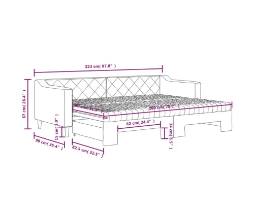 Dīvāngulta Ar Matraci, Pelēkbrūns Audums, 80X200 Cm Vidaxl