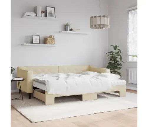 Dīvāngulta Ar Matraci, Krēmkrāsas Audums, 80X200 Cm Vidaxl