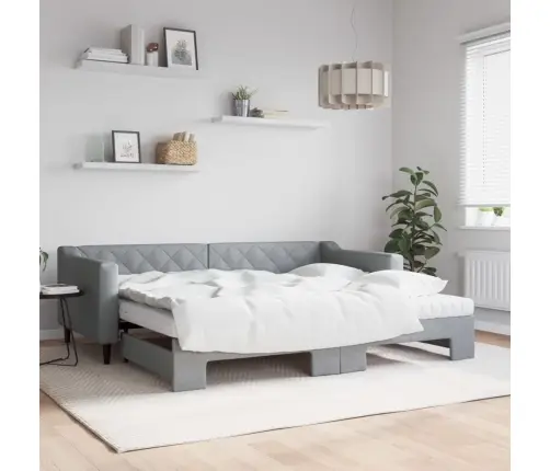 Dīvāngulta Ar Matraci, Gaiši Pelēks Audums, 90X200 Cm Vidaxl