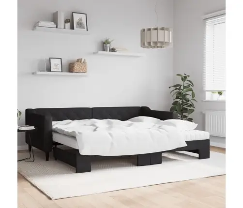 Dīvāngulta Ar Matraci, Melns Audums, 90X200 Cm Vidaxl