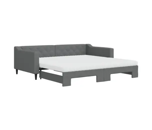 Lova Su Ištraukiama Dalimi/Čiužiniu, Pilka, 100X200cm Audinys