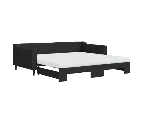 Diivanvoodi Väljatõmmatava Osaga, Must, 100X200 cm Kangas