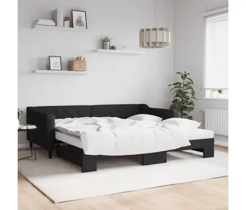 Diivanvoodi Väljatõmmatava Osaga, Must, 100X200 cm Kangas