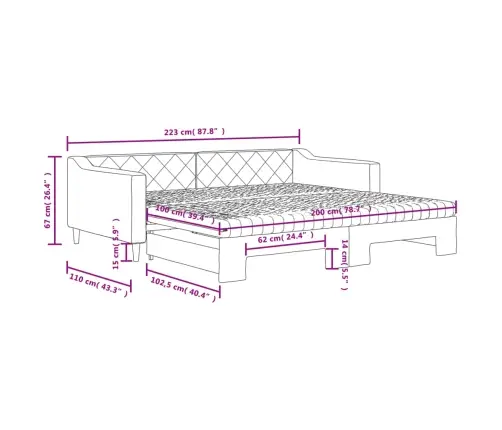 Dīvāngulta Ar Matraci, Pelēkbrūns Audums, 100X200 Cm Vidaxl