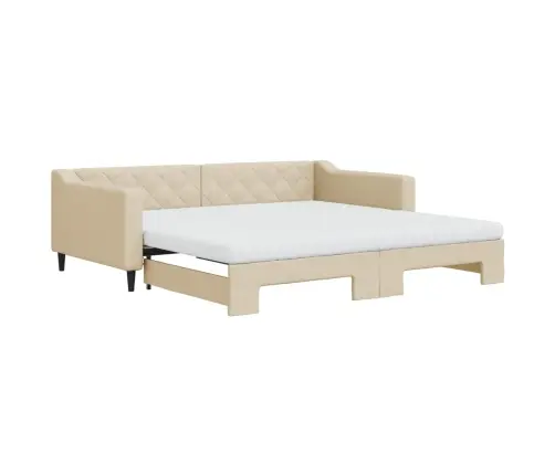 Diivanvoodi Väljatõmmatava Osaga, Kreemjas, 100X200 cm Kangas