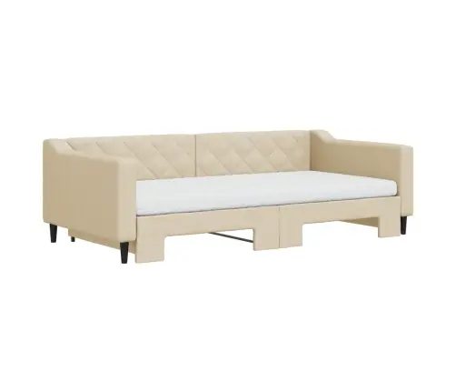 Diivanvoodi Väljatõmmatava Osaga, Kreemjas, 100X200 cm Kangas