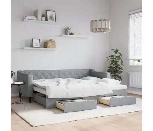 Izvelkams Dīvāns Ar Atvilktnēm, Gaiši Pelēks, 80X200 Cm, Audums Vidaxl