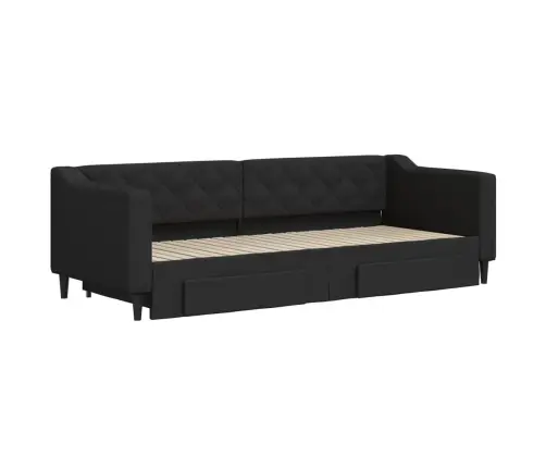 Diivanvoodi Väljatõmmatava Osaga, Must, 80X200 cm Kangas