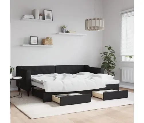 Diivanvoodi Väljatõmmatava Osaga, Must, 80X200 cm Kangas