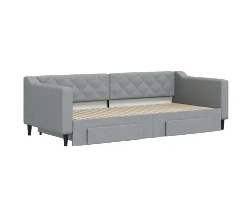 Izvelkams Dīvāns Ar Atvilktnēm, Gaiši Pelēks, 90X200 Cm, Audums Vidaxl