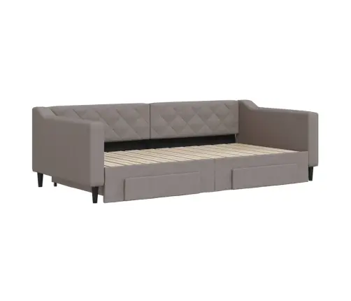 Izvelkams Dīvāns Ar Atvilktnēm, Pelēkbrūns Audums, 100X200 Cm Vidaxl