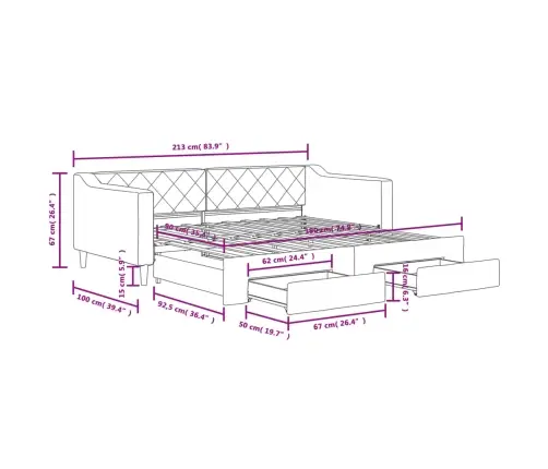 Diivanvoodi Madratsiga, Helehall, 90X190 cm Kangas