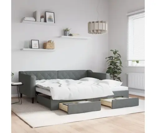 Diivanvoodi Väljatõmmatava Osaga, Tumehall, 90X190 cm Kangas