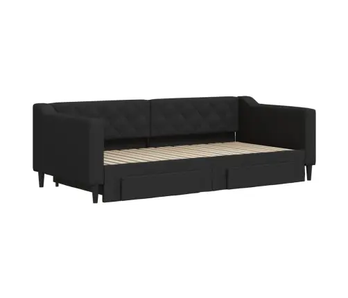 Diivanvoodi Väljatõmmatava Osaga, Must, 90X190 cm Kangas