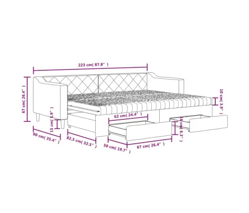 Izvelkams Dīvāns Ar Atvilktnēm, Melns, 80X200 Cm, Audums Vidaxl