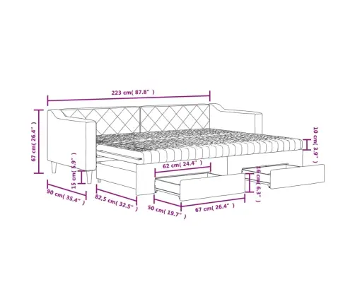Diivanvoodi Väljatõmmatava Osaga, Pruunikas, 80X200 cm Kangas