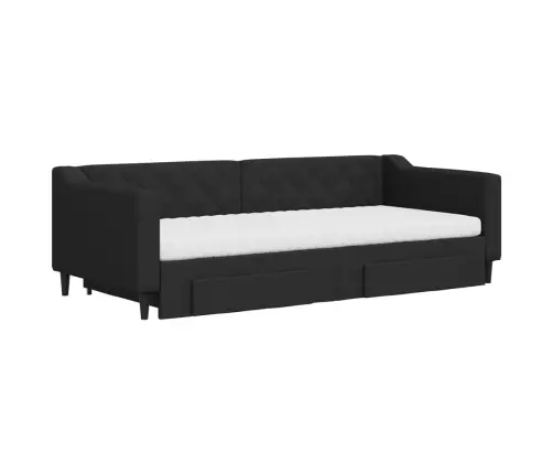 Diivanvoodi Väljatõmmatava Osaga, Must, 90X200 cm Kangas