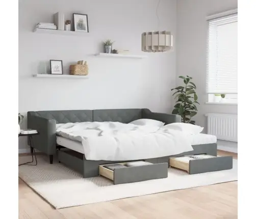 Diivanvoodi Väljatõmmatava Osaga, Tumehall, 100X200 cm Kangas