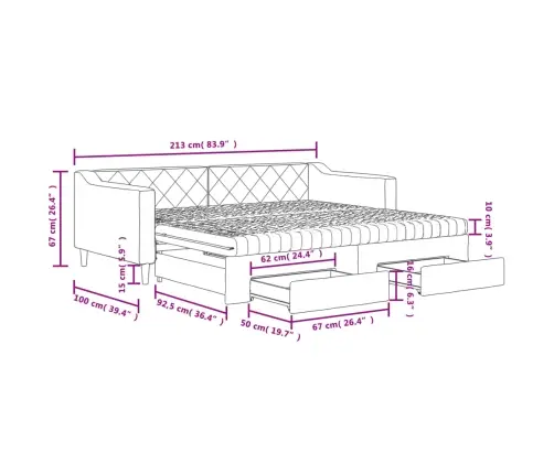 Izvelkams Dīvāns Ar Atvilktnēm, Gaiši Pelēks, 90X190 Cm, Audums Vidaxl