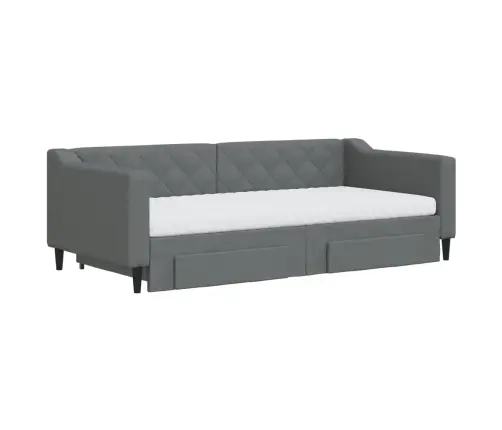 Lova Su Ištraukiama Dalimi/Stalčiais, Pilka, 90X190cm Audinys Lova Su Ištraukiama Dalimi/Stalčiais, Pilka, 90X190cm Audinys