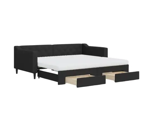 Diivanvoodi Väljatõmmatava Osaga, Must, 90X190 cm Kangas