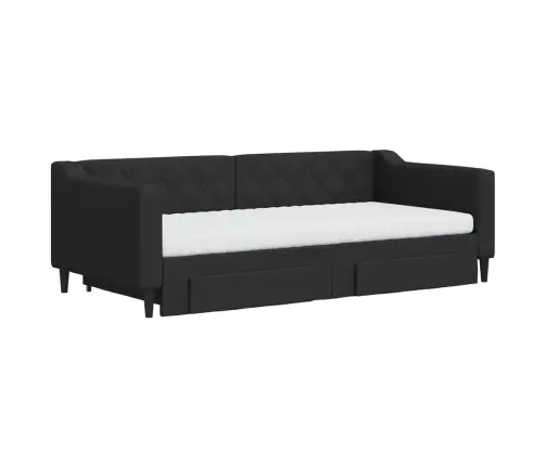 Diivanvoodi Väljatõmmatava Osaga, Must, 90X190 cm Kangas
