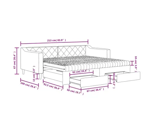 Diivanvoodi Väljatõmmatava Osaga, Must, 90X190 cm Kangas