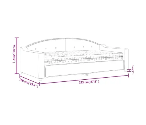 Diivanvoodi Madratsiga, Helehall, 90X200 cm Kangas